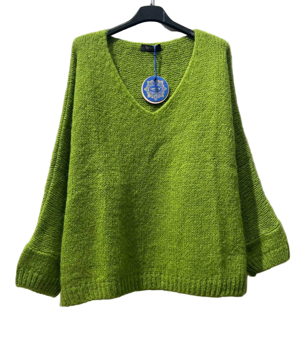 Olive green mohair mix jumper sweater