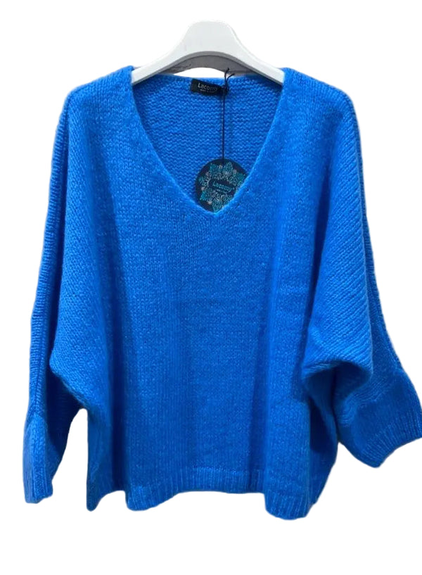Cobalt blue mohair mix jumper sweater