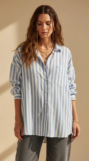 Blue and white stripe shirt 