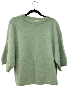 3/4 length sleeve wool sweater in mint green