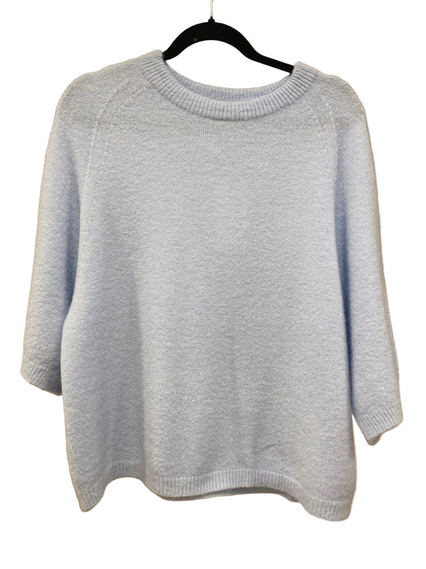 3/4 length sleeve wool sweater in baby blue