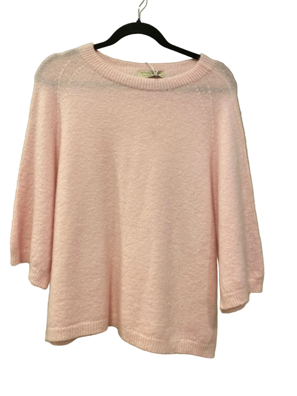 Baby pink 3/4 sleeve wool sweater