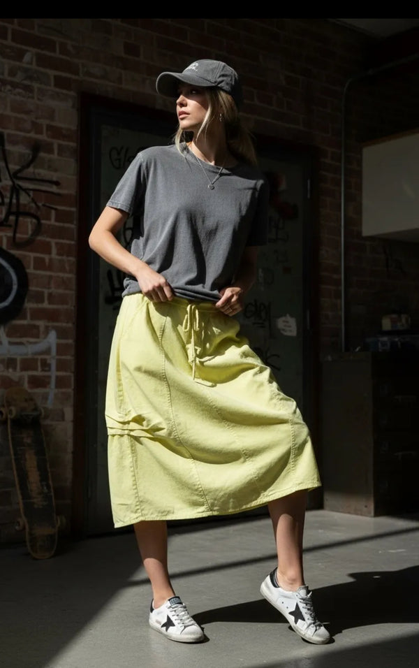 Ruched Stone Wash Skirt