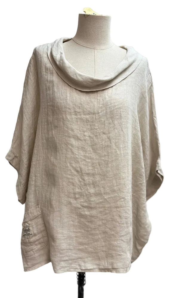 Linen Cowl Neck Top