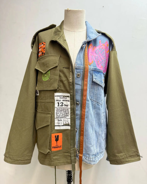 Deconstructed Utility Cargo Denim Jacket
