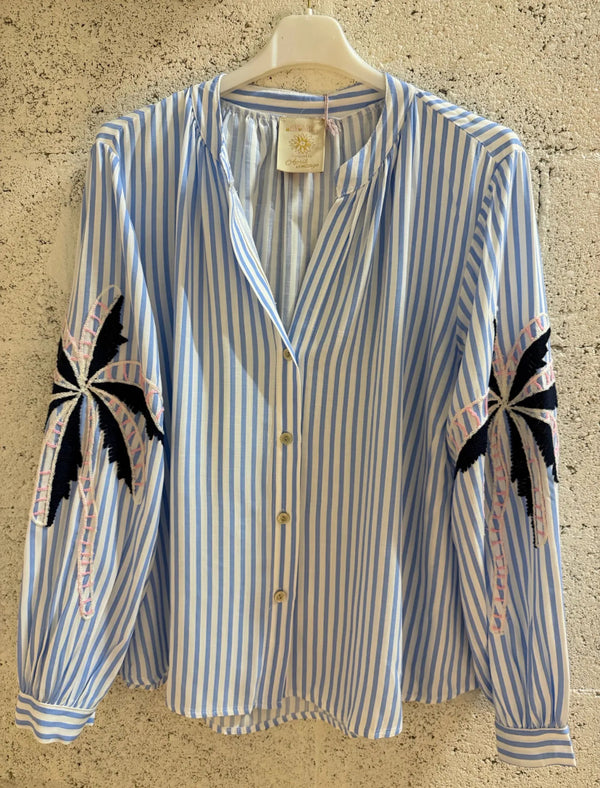 Palm Embroidered Top