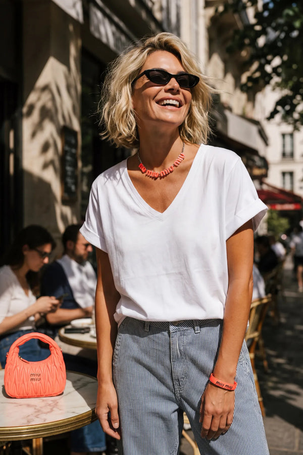 Cuffed V-Neck T-Shirt