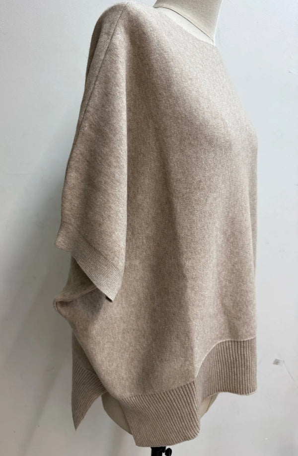 Oversized, Poncho-Style Fine Knit Sweater