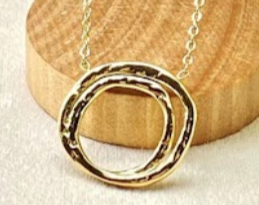 Battered double disc necklace