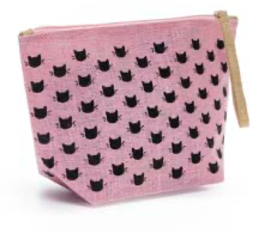 Canvas pouch bag with black cats