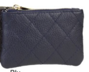 Padded leather zip wallet Navy
