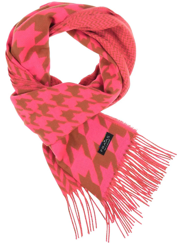 CASHMINK-SCARF WITH HOUNDSTOOTH-MIX