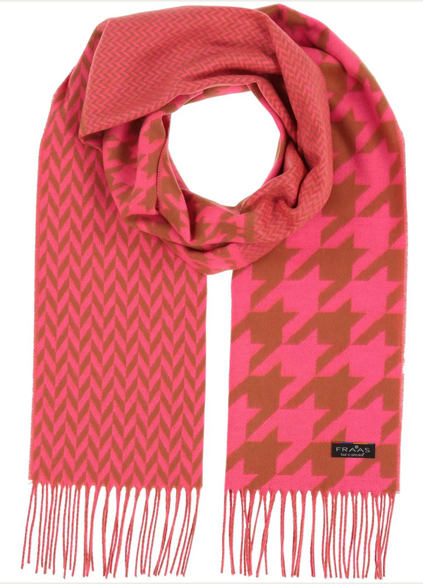 CASHMINK-SCARF WITH HOUNDSTOOTH-MIX