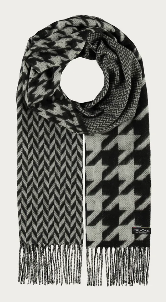 CASHMINK-SCARF WITH HOUNDSTOOTH-MIX