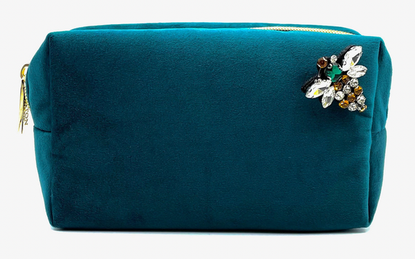 Sixton London - Teal make-up bag & queen bee pin