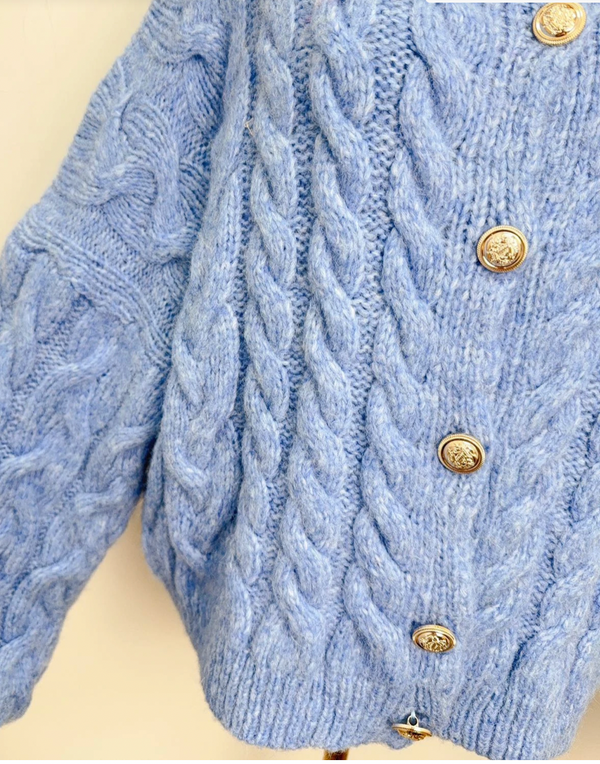 Cable Cardigan w/Gold Button Detail