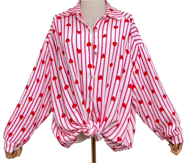 Cotton Stripe & Heart Shirt