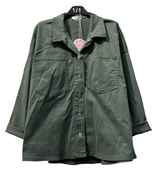 Khaki green coloured buttoned shirt made from 100% cotton