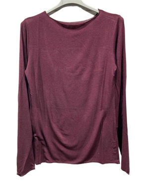 Burgundy coloured thin long sleeved layer top