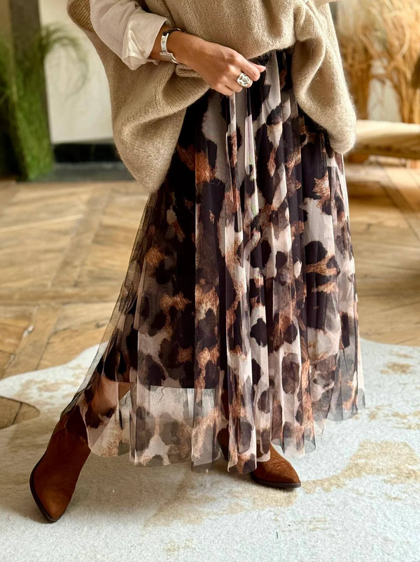 Leopard Print Tulle Skirt