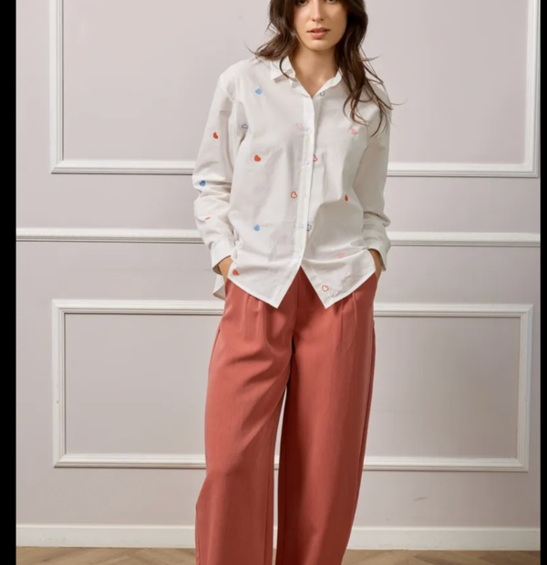 White Shirt w/Heart Detail