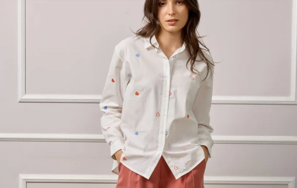 White Shirt w/Heart Detail