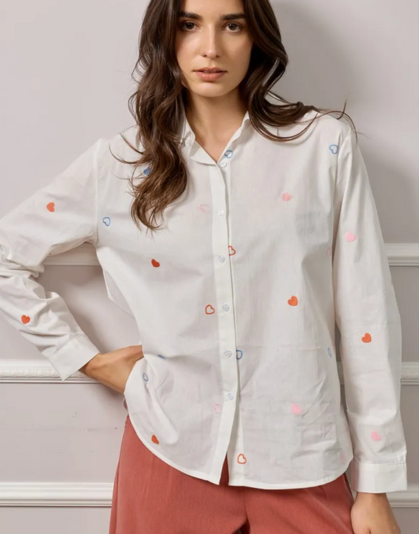 White Shirt w/Heart Detail