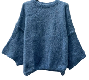 Blue mohair long sleeved sweater