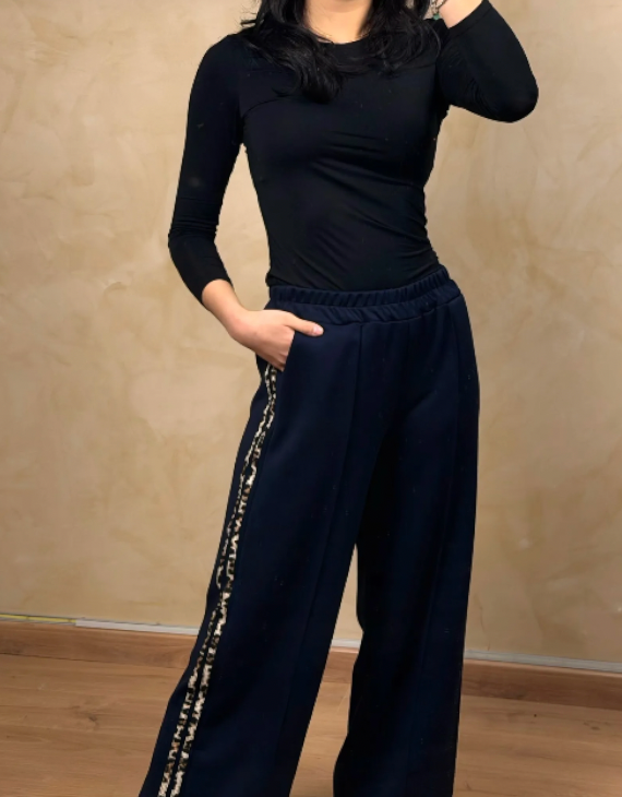 Wide Leg Leopard Stripe Joggers