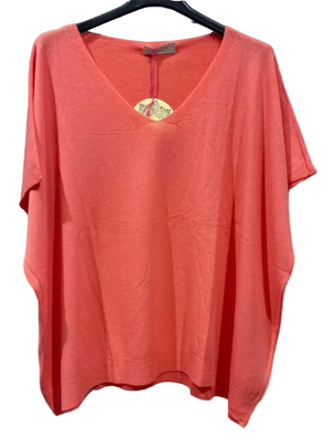 Coral v neck light weight sweater