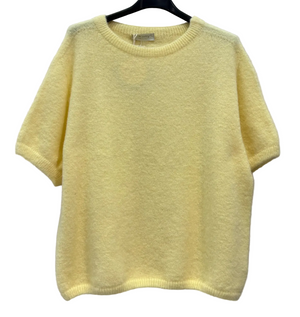 Lemon baby alpaca 3/4 sleeve top