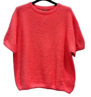 Coral baby alpaca 3/4 sleeve top