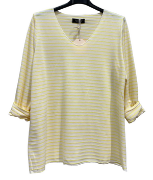 Yellow and white striped long sleeve t shirt