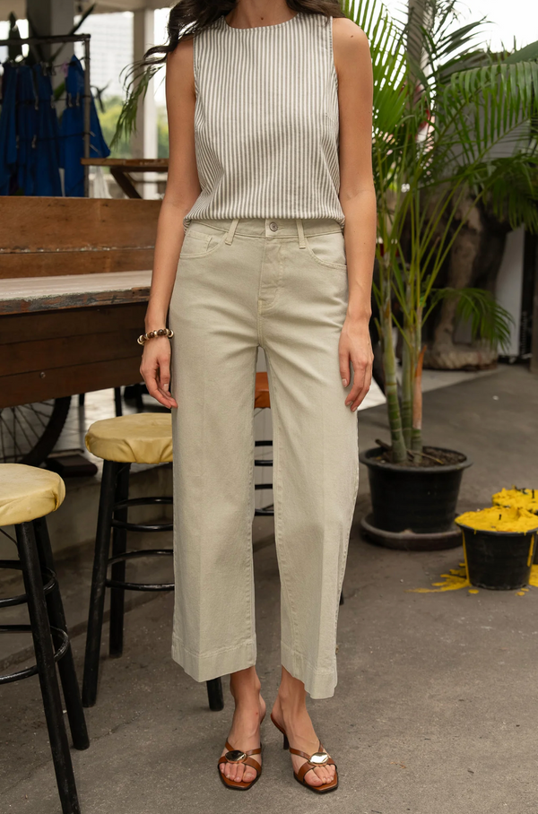 Cropped Wide Leg Pale Green