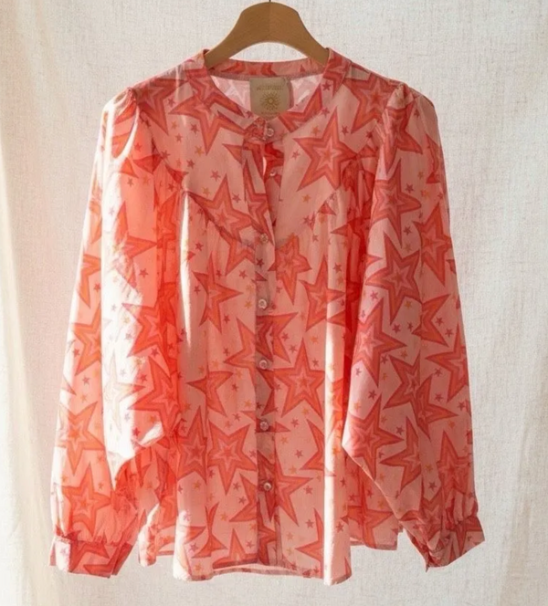 Pink Star-print Blouse