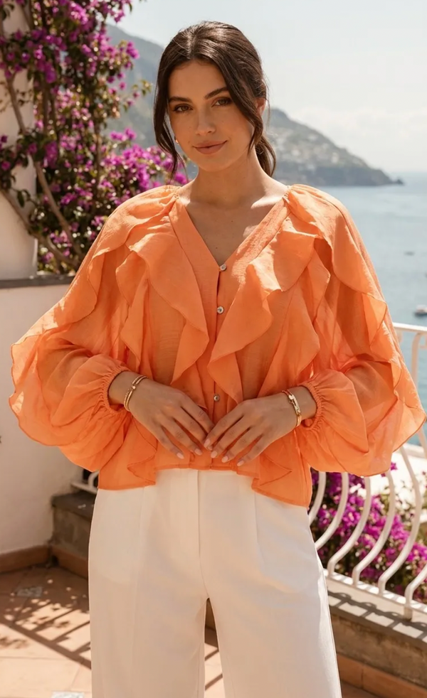Sheer Ruffle Top
