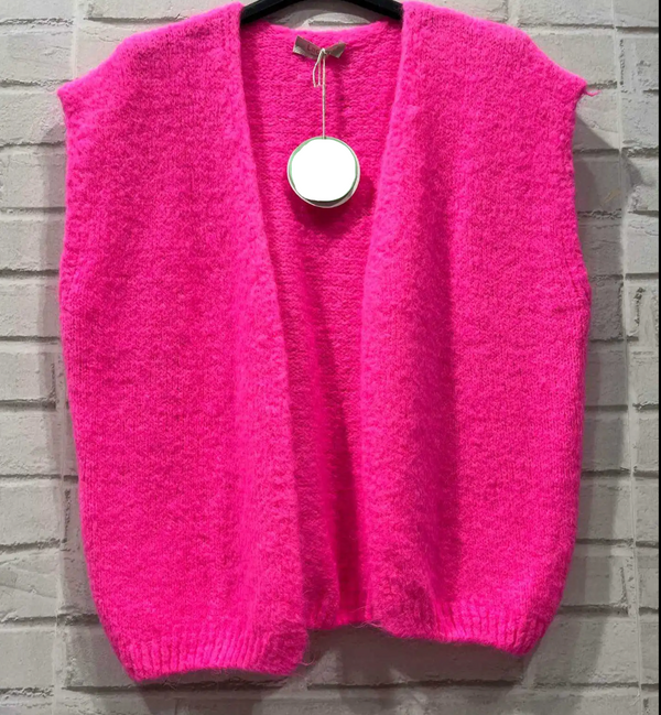 Kid Mohair Sleeveless Cardigan
