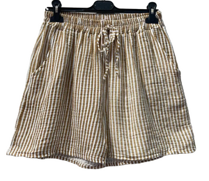 Taupe and white striped shorts