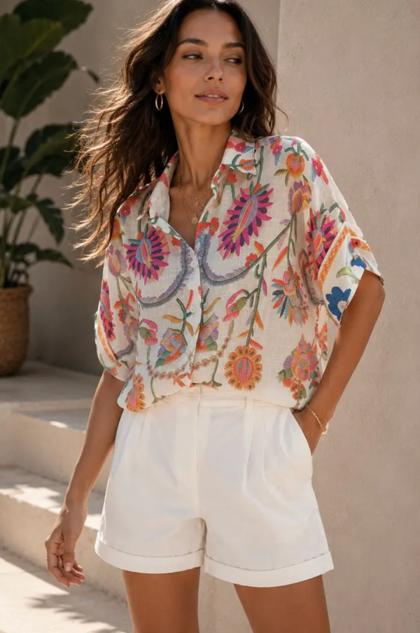 Vibrant Floral Print Shirt