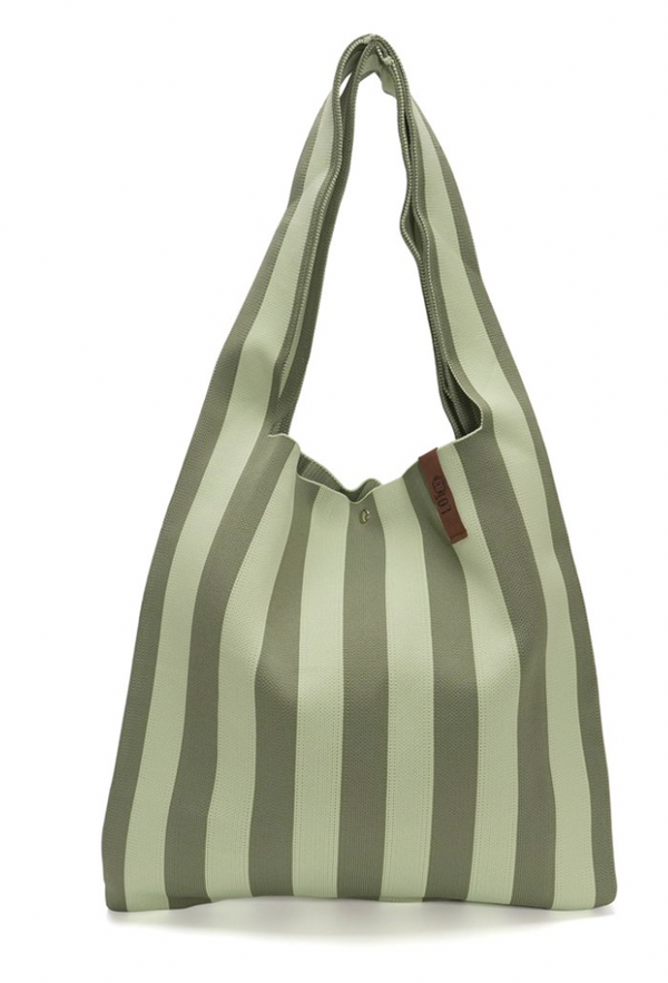 Green Stripe Shopper
