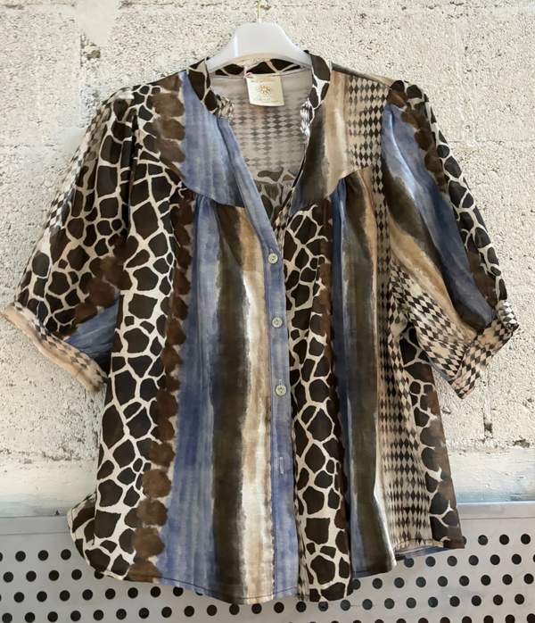 The Horizon Mixed-Print Blouse