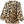 Load image into Gallery viewer, A long-sleeve button-up blouse with a beige, brown, and black leopard print pattern, hanging on a white hanger against a textured light gray wall.
