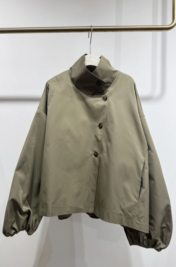 Oversized High-Neck Cropped Utility Jacket
