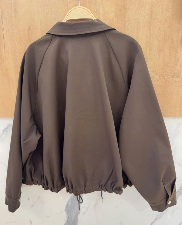 Oversized Drawstring Utility Bomber Jacket