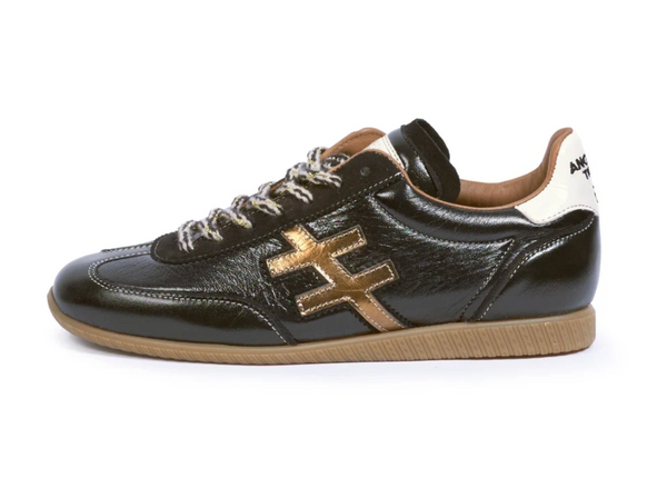 Another Trend Black Patent and Gold Trainer
