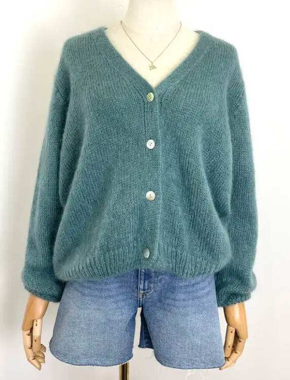 Mohair Cardigan w/Pearl Buttons