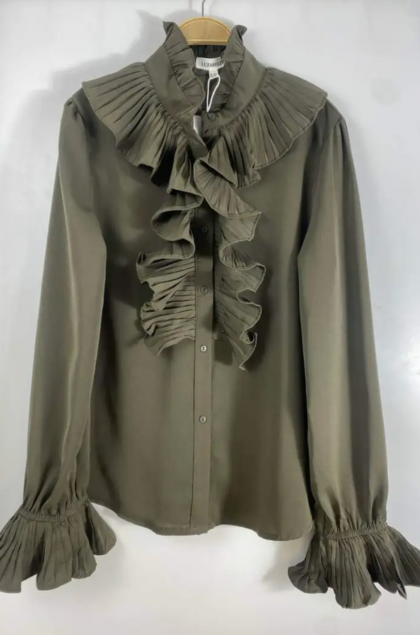 Ruffled Blouse with Flared Sleeves
