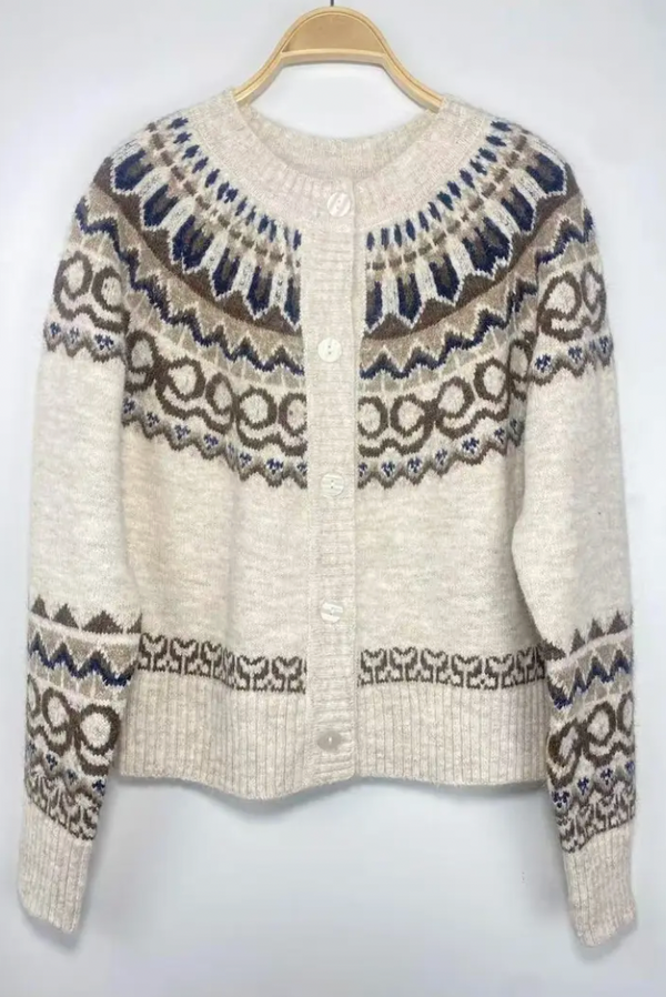 Nordic Pattern Jacquard Cardigan