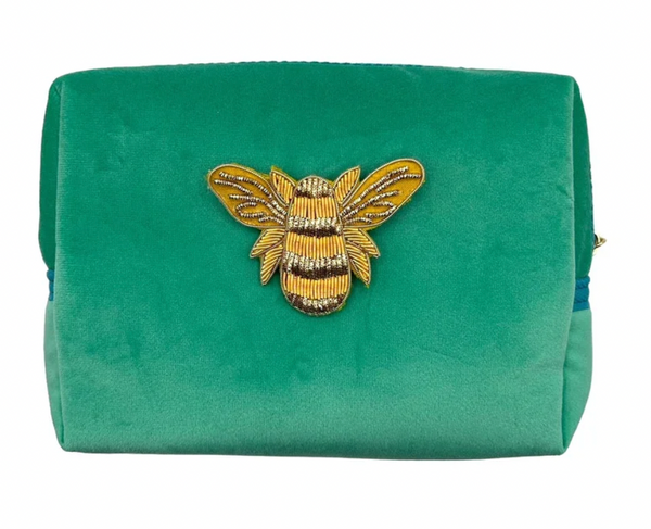 Sixton London - Marine make-up bag & gold bee pin