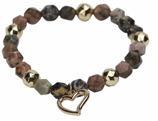 Moshi Brown Sparkle Bead Bracelet w/Heart